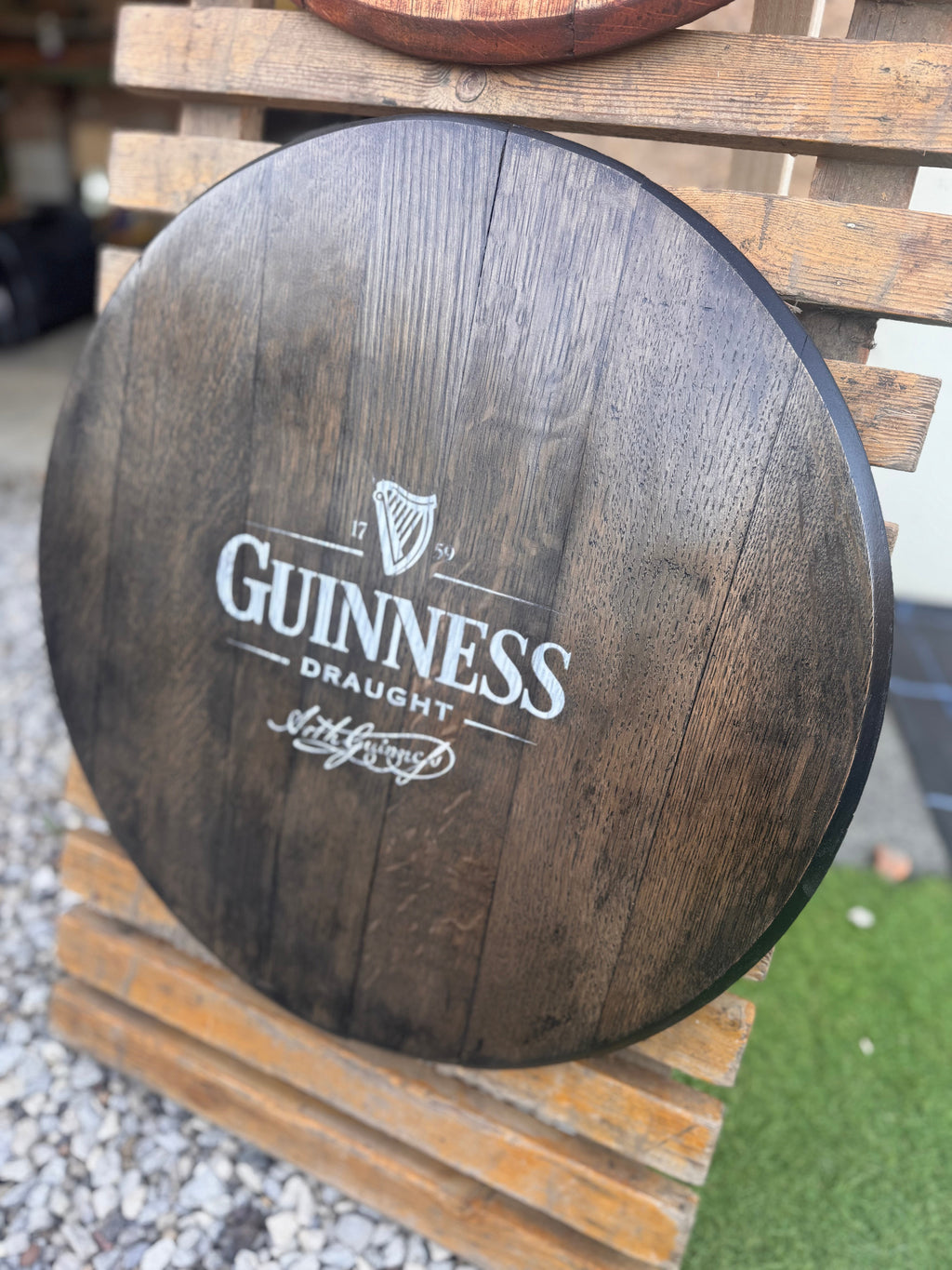 Oak Whiskey Barrel Lid Wall Sign